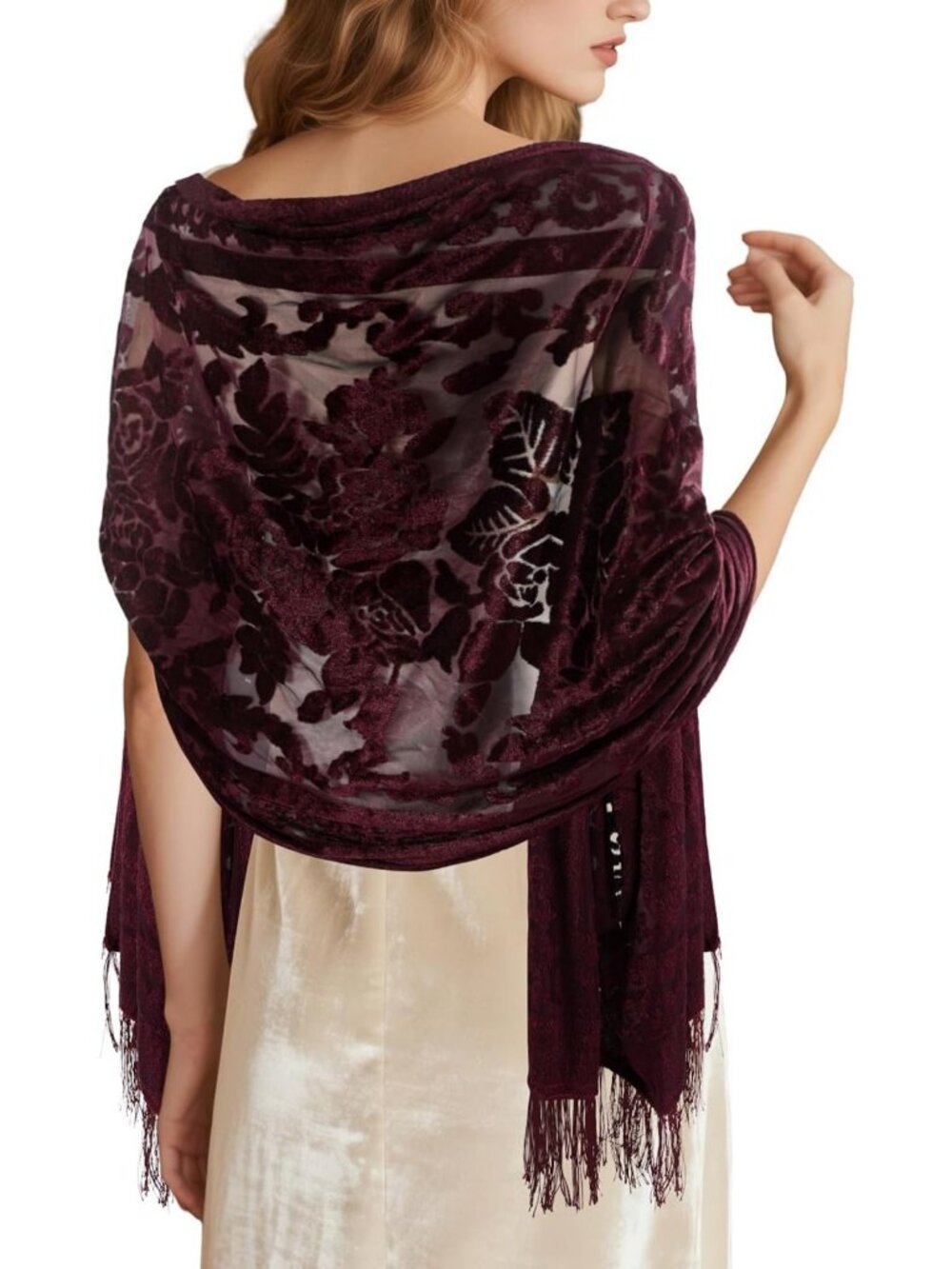 Lace Velvet Shawl Wrap for Evening Dresses & Weddings | Winter Accessory